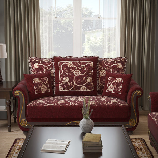 English Elm PrimeNest Timeberline Collection Upholstered Convertible Loveseat with Storage, Chenille Sleeper Sofa Foldout Burgundy B030P281787