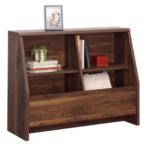 English Elm Bookcase, Medium Brown Engineered Wood With Adjustable Shelves & Dual-Purpose Footboard Design B356P402602