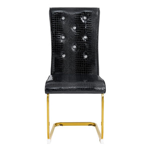 English Elm Luxury Pu Upholstered Dining Chair Set of 4 with Channel Stitching and Metal Legs Black W1512P491882