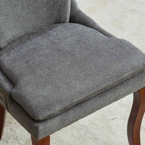 English Elm Modern Dining Chairs Set of 2 with Double-Layer Cushioned Chenille Upholstery, Curved Solid Wood Legs Gray W1143P207920