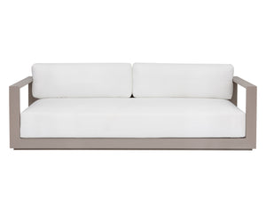 Sunpan Tavira Sofa - Modern Outdoor Comfort with UV-Resistant Fabric and Durable Powder Coated Frame Greige / Stinson White