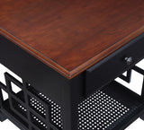 OSP Home Furnishings Oxford Side Table with Drawer Black Frame / Cherry Top