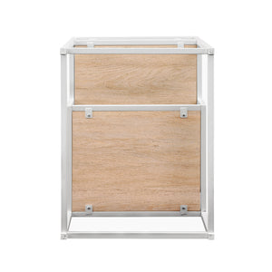 16" Contemporary Metal and Wood Side Table Coastal Oak, White MYO16STCOW Walker Edison