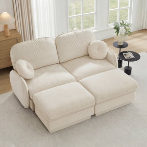 English Elm Chenille Cloud Loveseat with Quilted Back Pillows Deep Seat Comfort for Living Room W714S01749