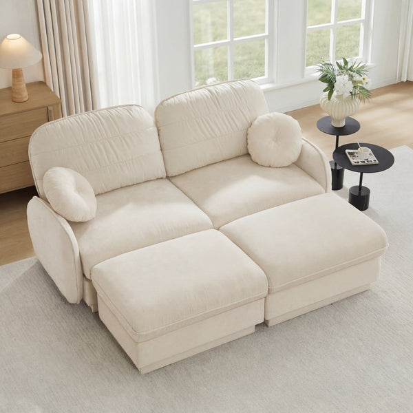 English Elm Chenille Cloud Loveseat with Quilted Back Pillows Deep Seat Comfort for Living Room W714S01749