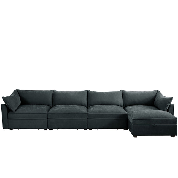 English Elm L-Shaped4Seatersectional Sofa - Modern Chenille Couch With Movable Ottoman & Hidden Storage Solutions W3041S00200