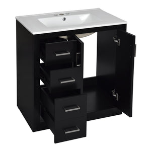 English Elm 60'' Bathroom Vanity Set With Elegant Ceramic Sink, Solid Wood Frame, Ample Storage & Soft-Close Doors N710SS00002B