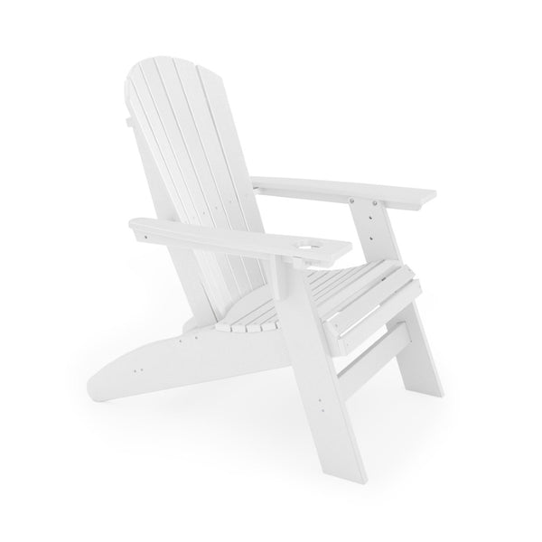 English Elm Adirondack Hdpe Poly Lumber Chair with Cup Holder for Patio Garden Poolside White B195P198765