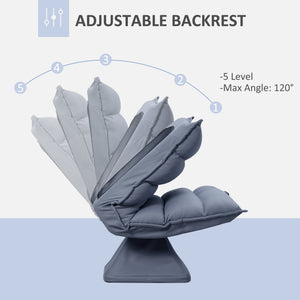 English Elm HOMCOM Plush PU Leather Swivel Recliner with Ottoman, 360° Rotating Relaxing Chair with Footrest and Adjustable Backrest for Living Room Office Comfort Gray W2225P217471