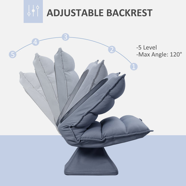 English Elm HOMCOM Plush PU Leather Swivel Recliner with Ottoman, 360° Rotating Relaxing Chair with Footrest and Adjustable Backrest for Living Room Office Comfort Gray W2225P217471