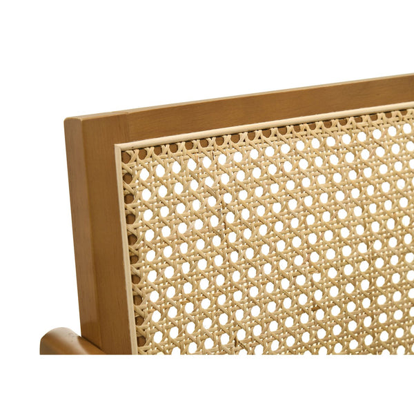 English Elm Remy Light Walnut Mid-Century Bar Stools Set of 2 with Woven Rattan Back & Sand Fabric Upholstery B062P299924