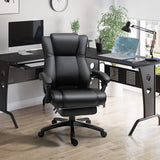 English Elm Vinsetto Executive High Back Office Chair Executive Computer Desk Chair With Pu Leather, Adjustable Height and Retractable Footrest, Black