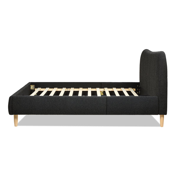 English Elm Jennifer Taylor Home - Roman Curved Upholstered Platform Bed, Queen Size In Luxe Ebony Black Boucle For Modern Elegance B2719P238209