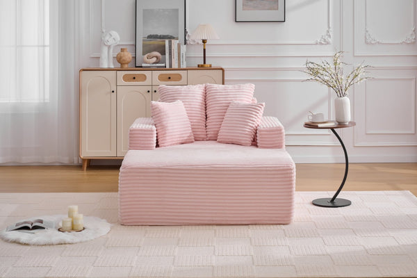 English Elm Oversized Corduroy Chaise Sleeper Sofa Deep Seat Lounge Chair for Apartment Bedroom Pink W1752P402837