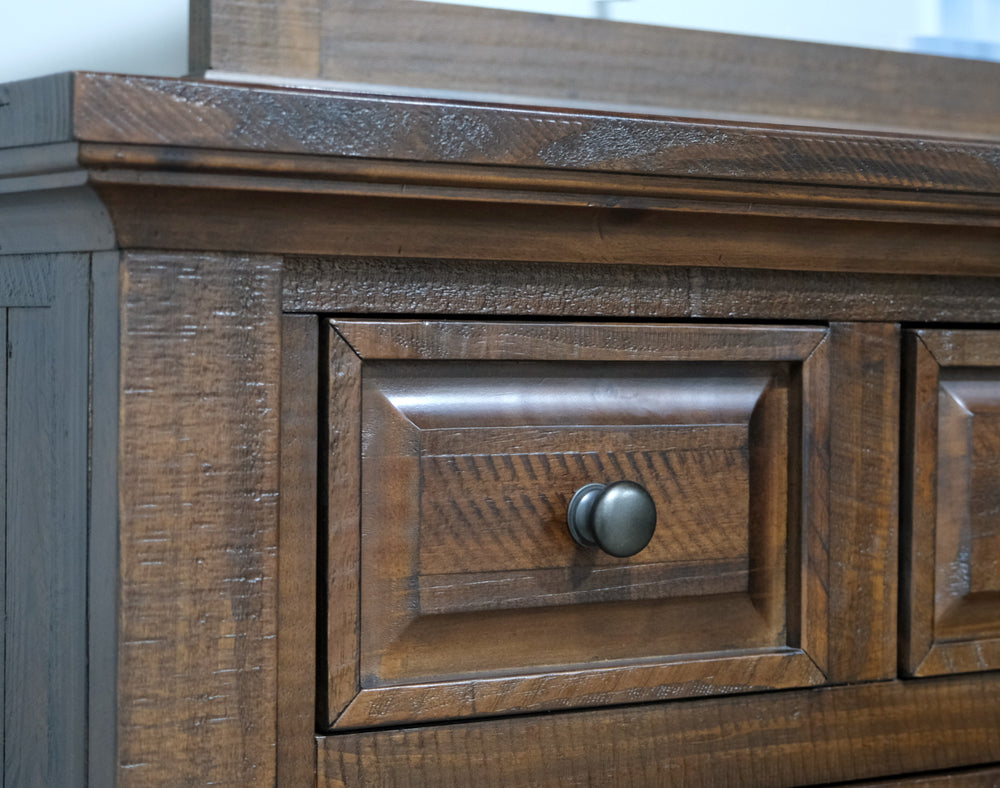 English Elm Wallace & Bay - Brown 7-Drawer Dresser in Burnt Umber Wood Finish — Classic Traditional Style, Durable, Easy Care, Spacious B361P384430