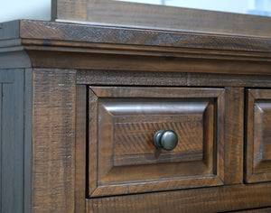 English Elm Wallace & Bay - Brown 7-Drawer Dresser in Burnt Umber Wood Finish — Classic Traditional Style, Durable, Easy Care, Spacious B361P384430