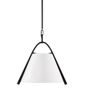 Frey Pendant Light - Modern Satin Black Steel Fixture with Chic White Fabric Shade, Adjustable Height
