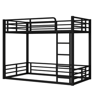 English Elm Metal Twin Xl Bunk Bed Frame - Heavy-Duty, Noise-Reduced Design For Kids, Teens & Adults, Black Finish W1580S00157
