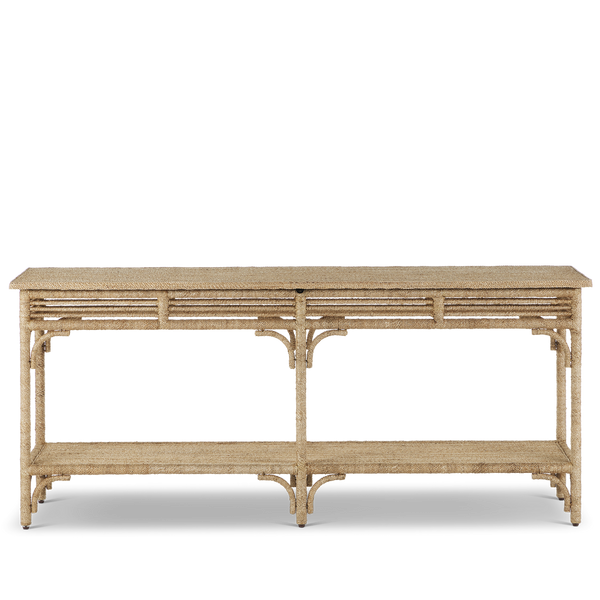 Olisa Rope Console Table - Handcrafted Elegance in Natural Abaca, Perfect for Traditional Interiors
