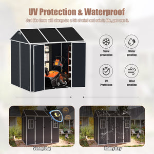 English Elm 8*7ft Outdoor Resin Storage Shed with Double Door Windows and Uv Resistant Floor W1598S00028