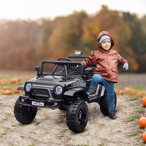 English Elm Qaba 12v Toddler Electric Motorcycle with Twist Throttle Rear Suspension Training Wheels Black W2225P249879