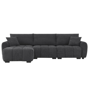 English Elm [video] Boucle L-shape Modular Sectional with Ottoman Four Seat Living Room Sofa N723S0008B