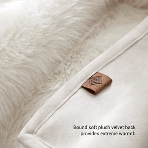 English Elm 1-piece Oversized Faux Fur Throw Bobcat Print Plush Velvet Backed Cozy Sofa Blanket White B035P408337
