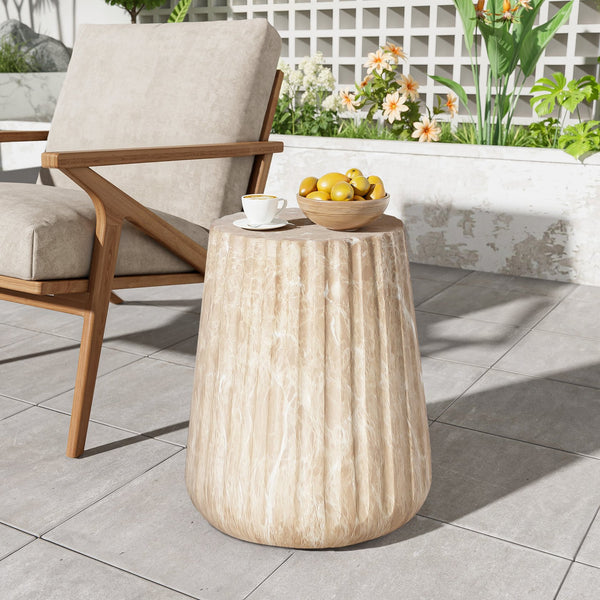 English Elm Christopher Knight Home® - Outdoor Cleme Carved Side Table - Elegant Gold Accent For Indoor/Outdoor Use, Versatile & Durable N773P283510G