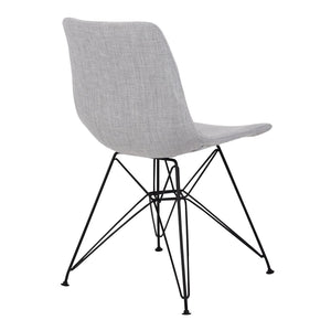 English Elm Palmetto High-back Upholstered Dining Chair Gray Woven Fabric with Powder-coated Frame B2736P464884