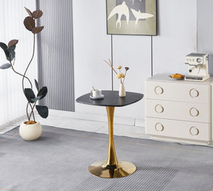 English Elm Square Tulip Pedestal Dining Table Mdf Top Gold Base Compact Bistro Style Seating W3766P453946