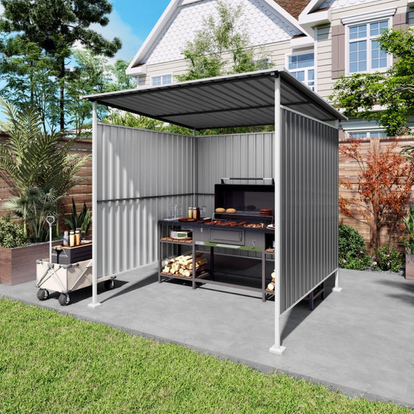 English Elm 6x6ft Outdoor Hardtop Metal Lean to Gazebo for Patio Grill Storage and Backyard W3213P458079