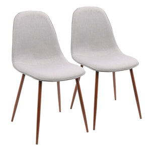English Elm Mid-century Modern Dining Chairs Walnut Legs Grey Upholstered Seat Set of Two B202P223871