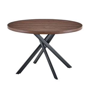 English Elm Round Foldable Mdf Dining Table with Radial Legs for Small Space Bistro Interiors Dark Walnut W3493P462092