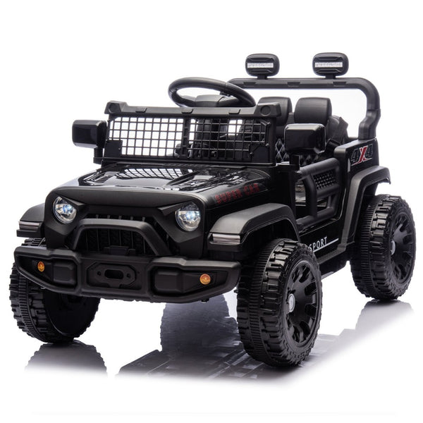 English Elm 24v Kids Ride on Car with Parental Remote Four Wheel Suspension Led Lights Bluetooth Black W1578P235080