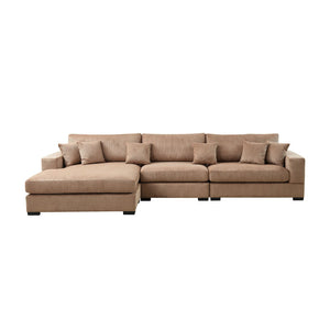 English Elm 148.03'' Mid Century Modern 4 Seat Sectional Sofa with Reversible Chaise for Living Room Brown W876S00328
