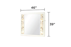 English Elm La Pierre Modern Style Mirror with Wood Frame, Gold LED Edge Lighting, Beige Finish for Bedrooms B009P270814