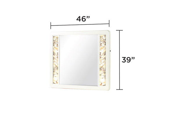 English Elm La Pierre Modern Style Rectangular Mirror 46"W x 39"H with Beige Wood Frame, Gold LED Ambient Panels G150108845