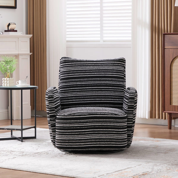 English Elm Modern 360° Swivel Boucle Armchair with High-Resilience Sponge, 550lb Capacity, Cozy Lounge Accent Chair Black W395P355515