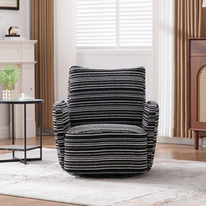 English Elm Modern Boucle 360° Swivel Leisure Chair with High‑Resilience Sponge, Supportive Curve, 550lb Capacity Black W395P355515