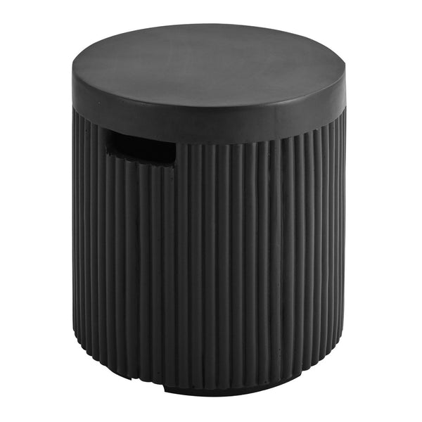 English Elm U_style Outdoor Mgo Propane Tank Cover Round Patio Side Table Fluted Stone Finish N711P410569B