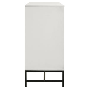 English Elm Taraval White 6-Drawer Dresser with Slim Black Pulls, Minimal Melamine Finish, Spacious Smooth Storage B062P375536