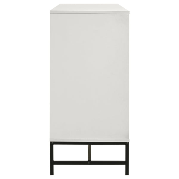 English Elm Taraval White 6-Drawer Dresser with Slim Black Pulls, Minimal Melamine Finish, Spacious Smooth Storage B062P375536