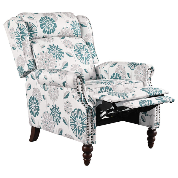 English Elm Christopher Knight Home® - 29.75" Push Back Recliner Chair with Wingback Design, Gourd Wooden Legs, Polyester Upholstery, Cozy Comfort White N763P201072Z