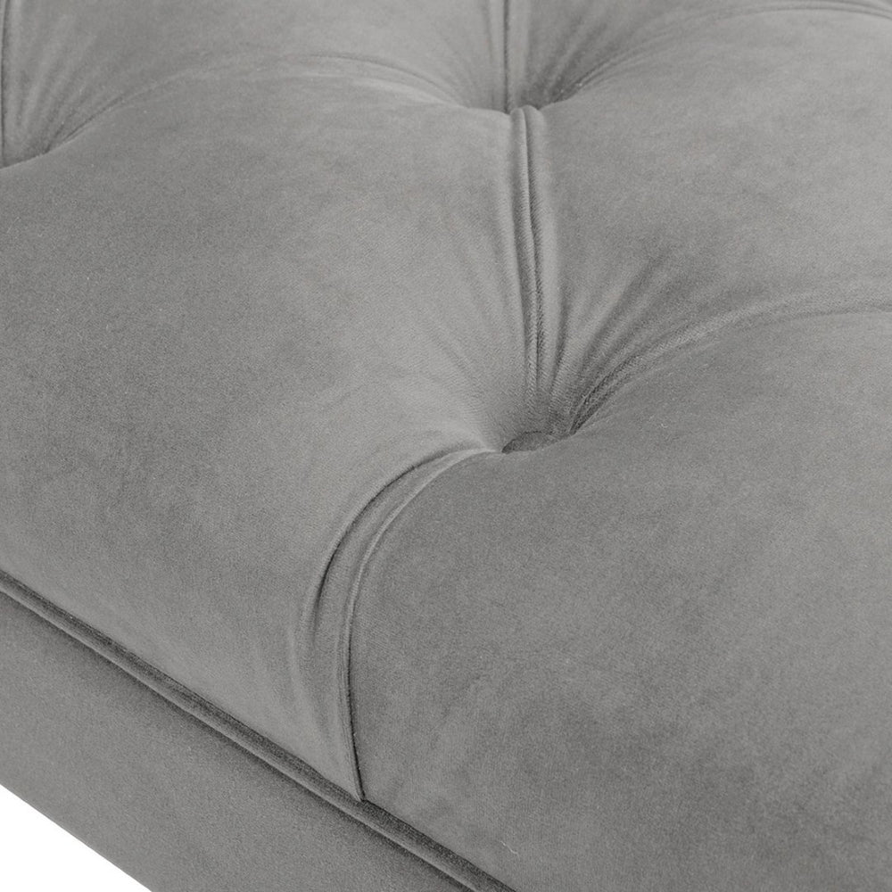 English Elm Alma Velvet Tufted Entryway Bench with Flared Arms and Bolster Pillows Included Gray B2719P238451