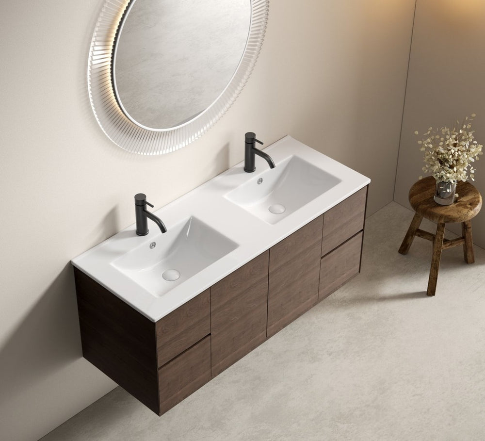 English Elm Ceramic Porcelain Countertop Basin Thin Edge Single Bowl Vanity Sink for Modern Bathrooms W3402P402910