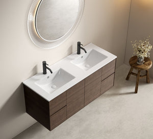 English Elm Ceramic Porcelain Countertop Basin Thin Edge Single Bowl Vanity Sink for Modern Bathrooms W3402P402910