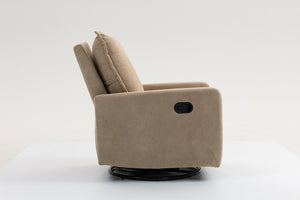 English Elm Short plush velvet armchair sofa with manual button recline, 360° swivel, cozy lounge chair for living room Camel W547P322818