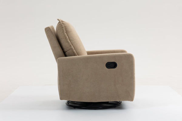 English Elm Short plush velvet armchair sofa with manual button recline, 360° swivel, cozy lounge chair for living room Camel W547P322818