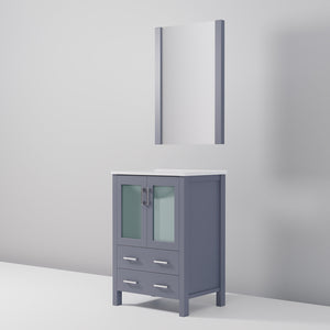 English Elm Dark Grey Bath Vanity Set With White Ceramic Top, Mirror & Smart Storage For Compact Spaces B2731S00720