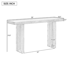 English Elm U_style Oak Veneer Console Table Sculptural Cutout Sides for Entryway or Hallway N711P241282A